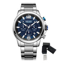 MEGIR Men's Quartz Wrist Watch Stainless Steel Band Chronograph Watches Luminous Waterproof Wristwatch Man Clock Military Watch