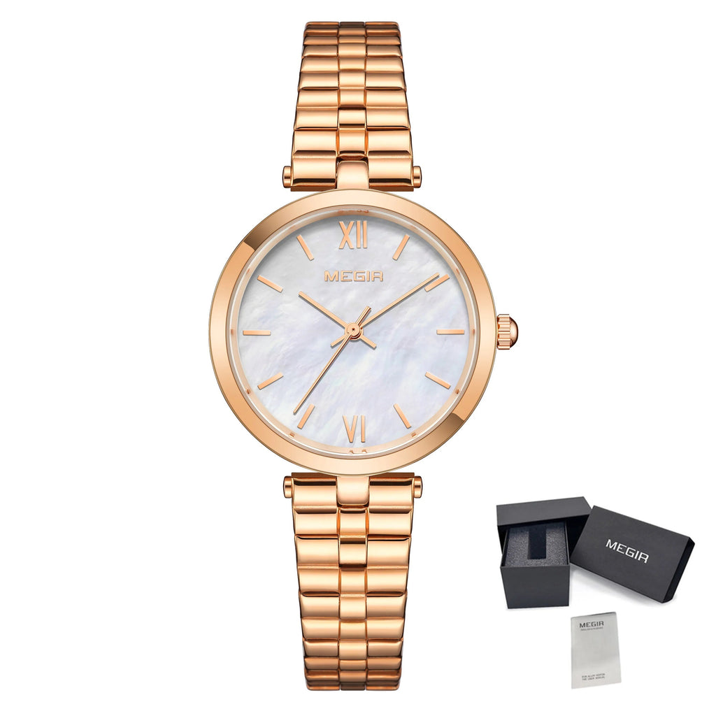 MEGIR Ladies Bracelet Watches Fashion Luxury Women's Casual Wrist Watch Steel Quartz Watch Dress Female Clock Reloj Mujer 85112
