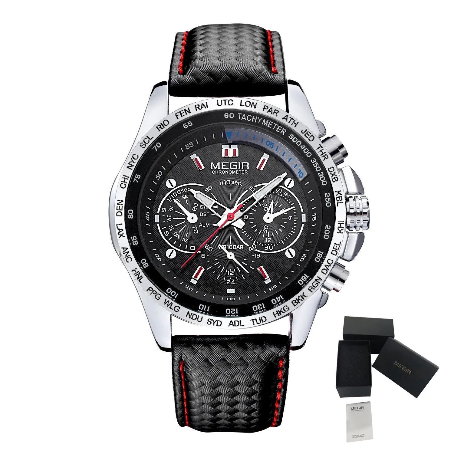 MEGIR Men's Original Sport Watches Leather Strap Quartz Military Waterproof Wristwatch Male Clock Reloj Hombre