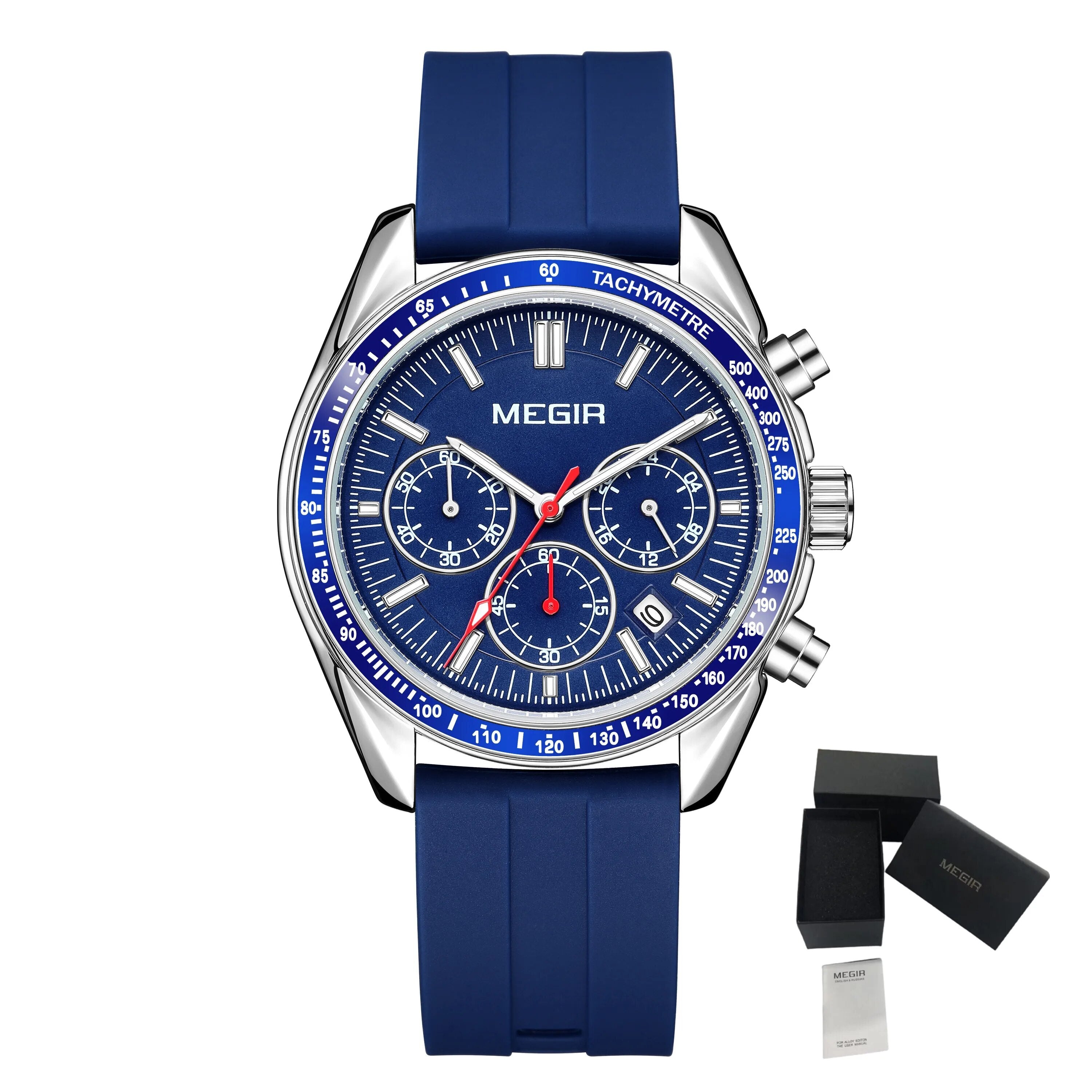 MEGIR Analog Quartz Wrist Watch Chronograph Luminous Business Sport Watches with Silicone Strap Calendar Man Clock reloj hombre