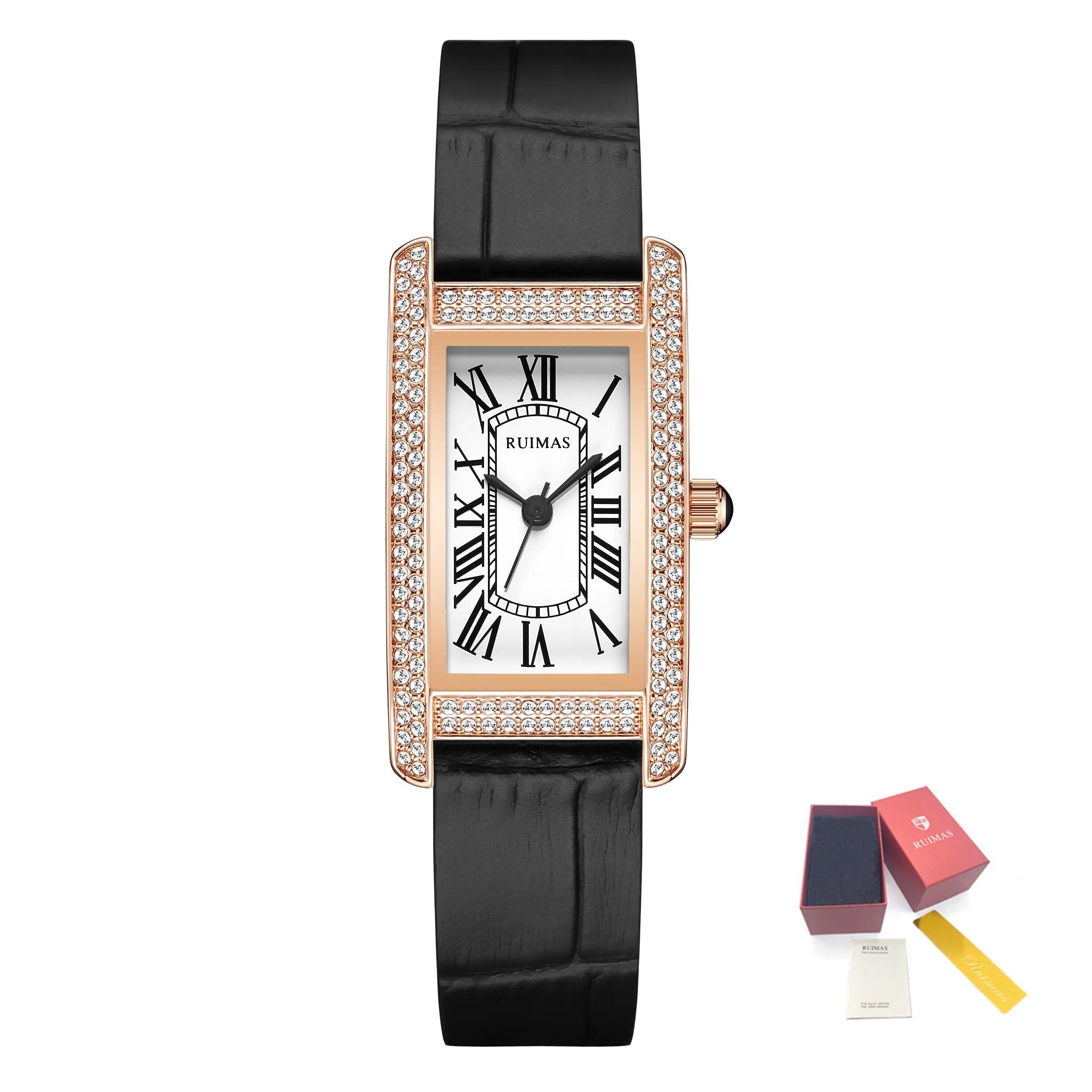 RUIMAS Brand Wrist Watches For Women Square Rose Gold WristWatch Fashion Luxury Leather Female Casual Ladies Quartz Watch Clock