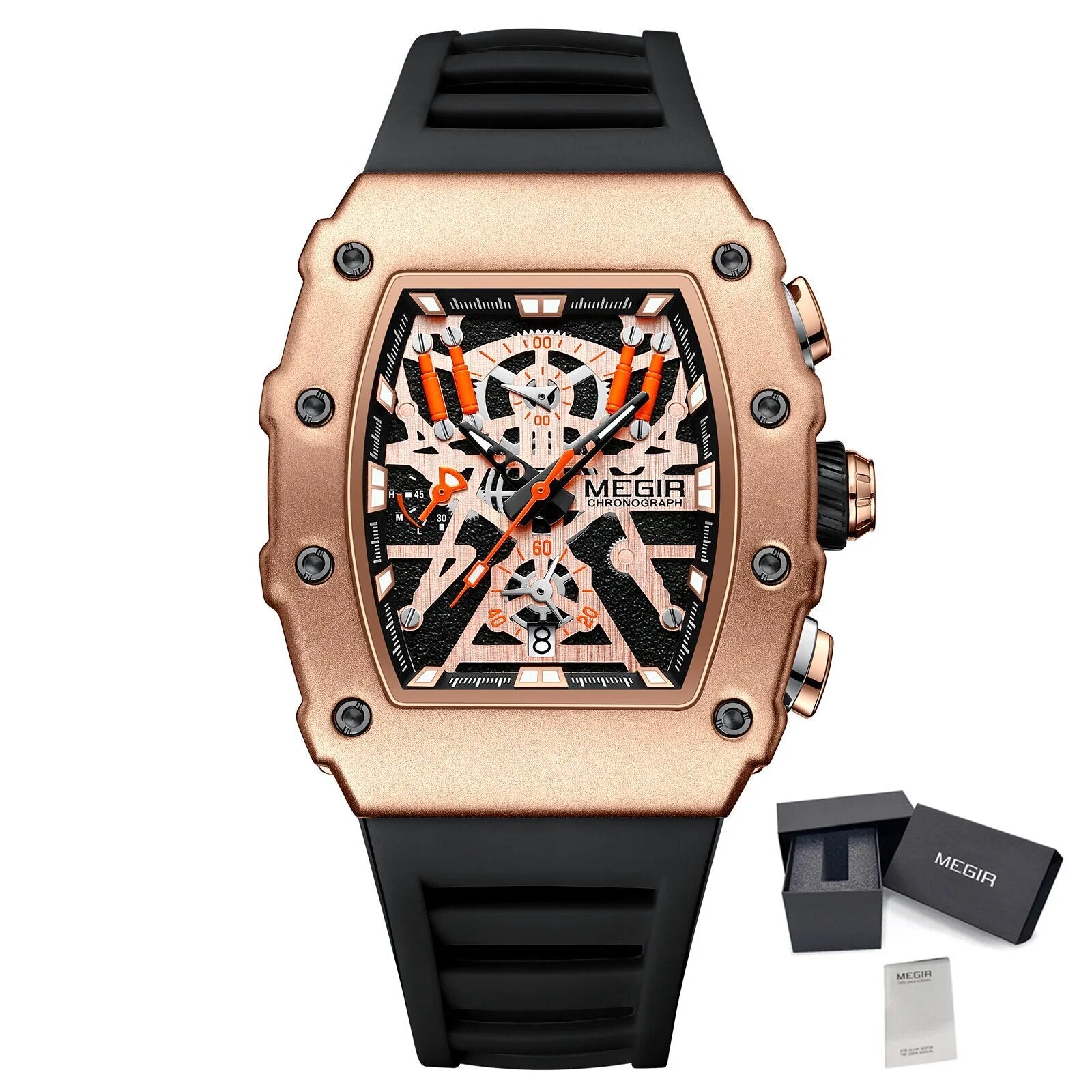 MEGIR Luxury Outdoor Sport Wristwatch for Mens Silicone Waterproof Watches Quartz Wrist Watch Male Clock Military Watch 2218