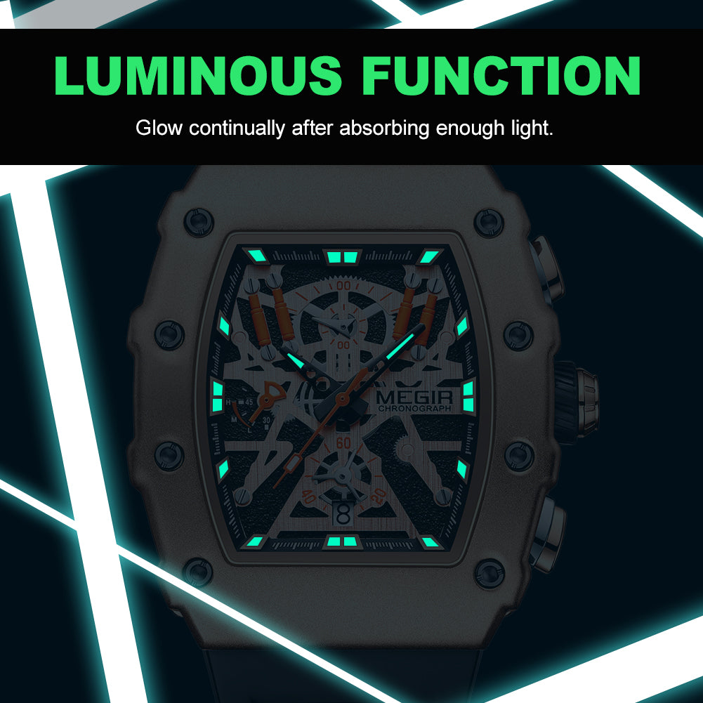 MEGIR Luxury Outdoor Sport Wristwatch for Mens Silicone Waterproof Watches Quartz Wrist Watch Male Clock Military Watch 2218