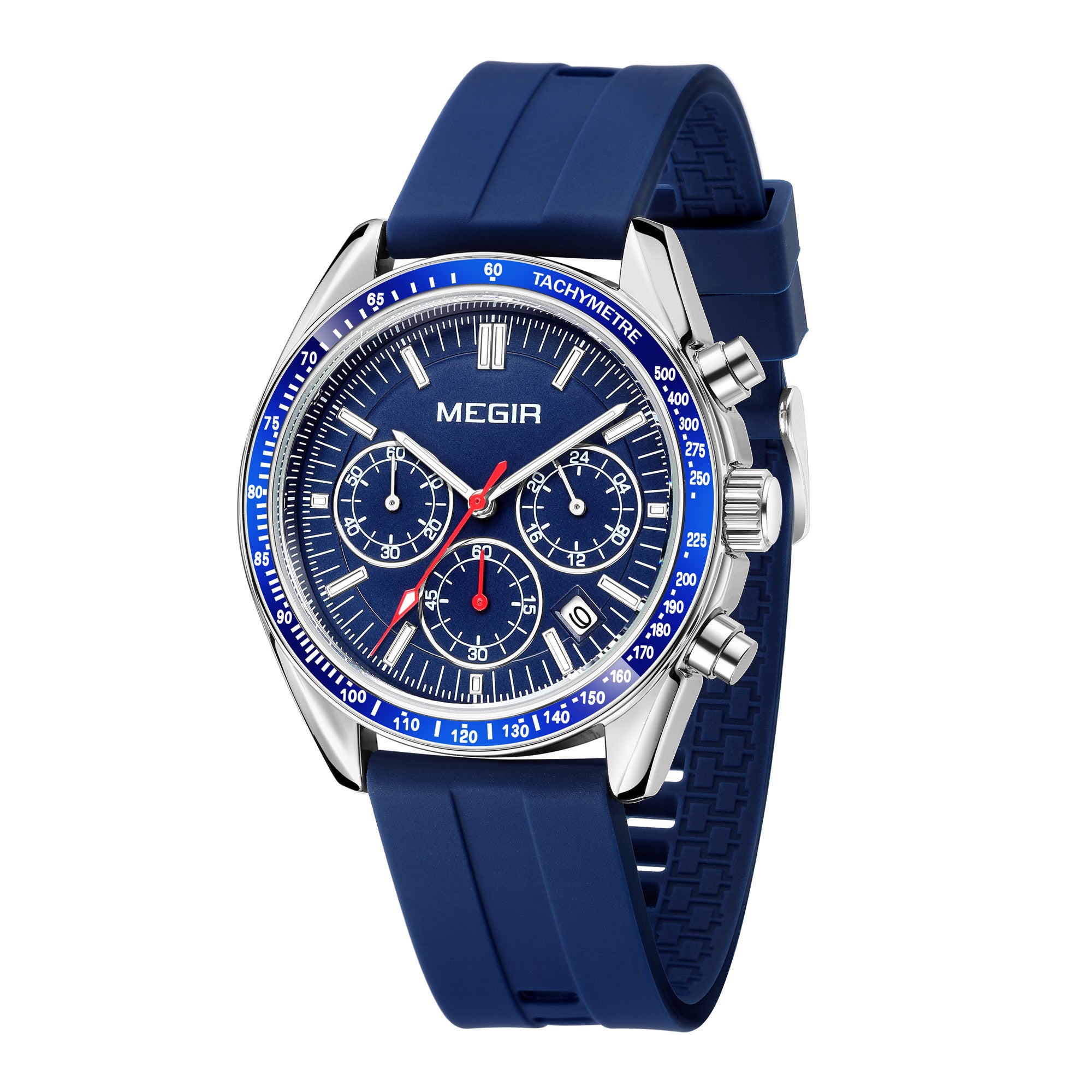 MEGIR Analog Quartz Wrist Watch Chronograph Luminous Business Sport Watches with Silicone Strap Calendar Man Clock reloj hombre