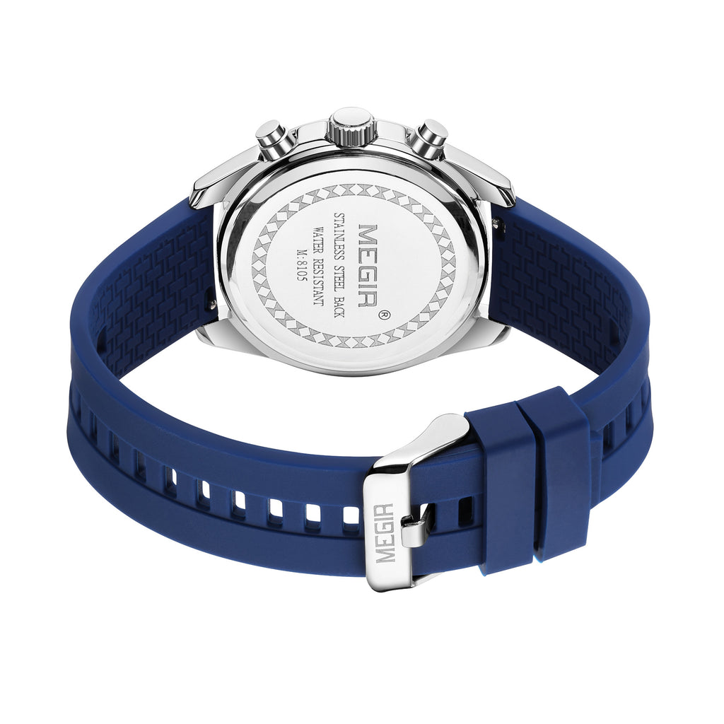 MEGIR Analog Quartz Wrist Watch Chronograph Luminous Business Sport Watches with Silicone Strap Calendar Man Clock reloj hombre