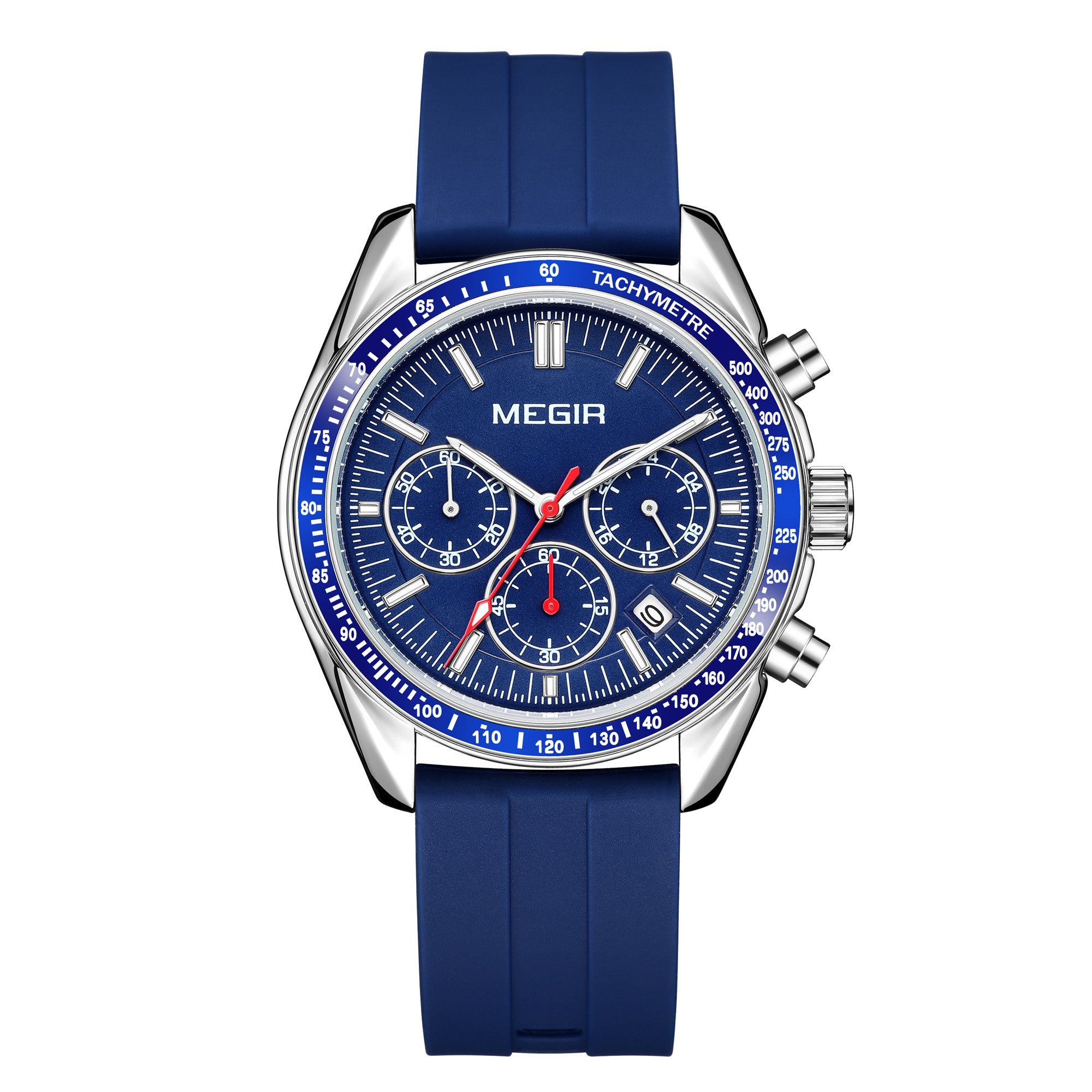 MEGIR Analog Quartz Wrist Watch Chronograph Luminous Business Sport Watches with Silicone Strap Calendar Man Clock reloj hombre