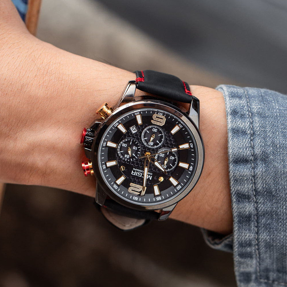 MEGIR Men's Quartz Wrist Watch Stainless Steel Band Chronograph Watches Luminous Waterproof Wristwatch Man Clock Military Watch