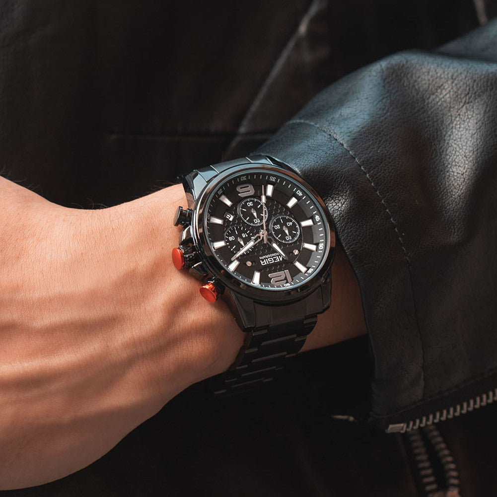 MEGIR Men's Quartz Wrist Watch Stainless Steel Band Chronograph Watches Luminous Waterproof Wristwatch Man Clock Military Watch