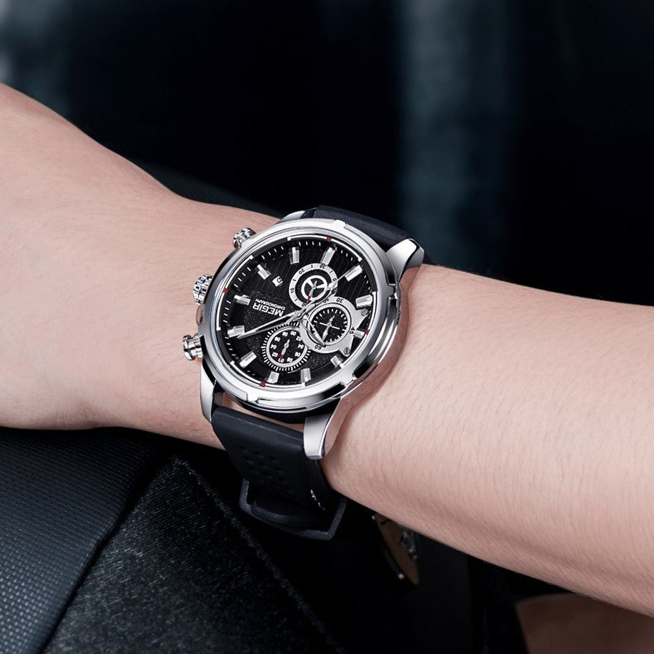 MEGIR Brand Luxury Sport Quartz Watch Silicone Chronograph Men Wristwatches Waterproof Male Calendar Clock Wrist Watch 2101
