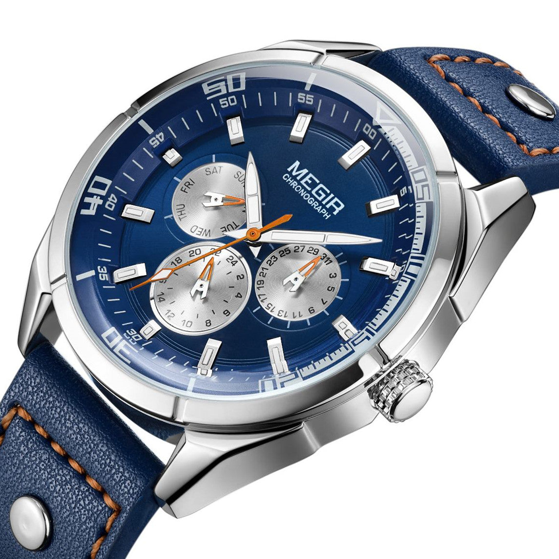 MEGIR Brand Quartz Men Watch Relogio Masculino Leather Strap Military Business Wrist Watches Men Clock Hour Time Man Chronograph