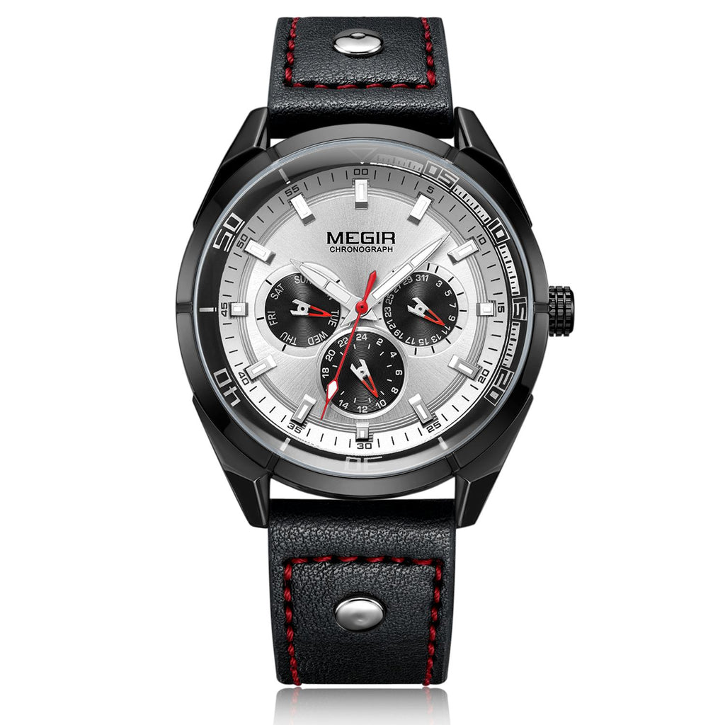 MEGIR Brand Quartz Men Watch Relogio Masculino Leather Strap Military Business Wrist Watches Men Clock Hour Time Man Chronograph