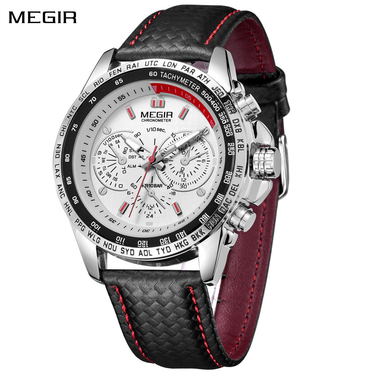 MEGIR Men's Original Sport Watches Leather Strap Quartz Military Waterproof Wristwatch Male Clock Reloj Hombre