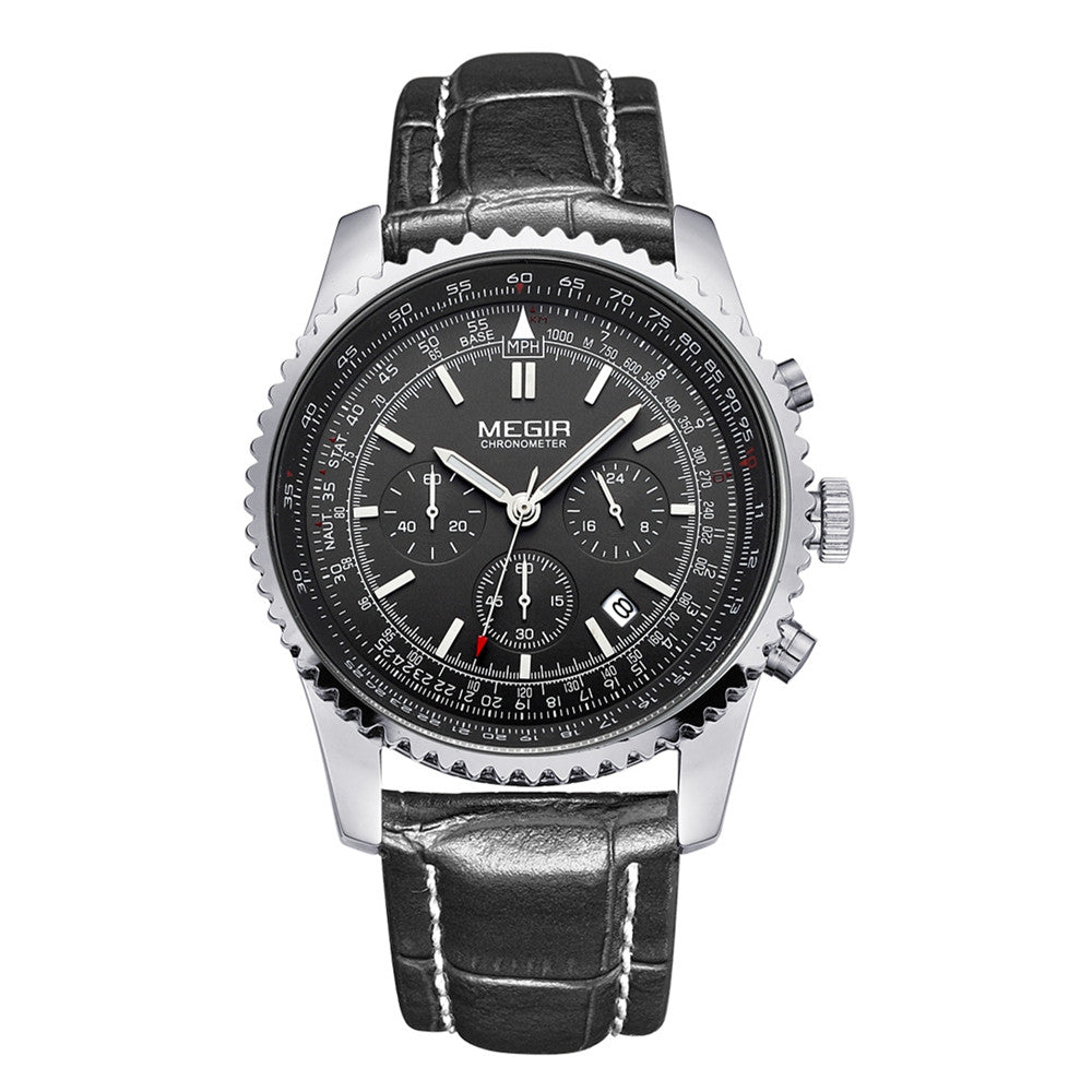 MEGIR Fashion Leather Strap Quartz Watches Waterproof Luminous Men Casual Sport Wristwatch Date Clock Chronograph Reloj Hombre