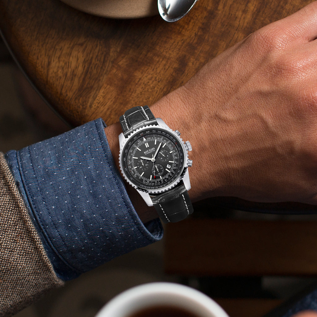 MEGIR Fashion Leather Strap Quartz Watches Waterproof Luminous Men Casual Sport Wristwatch Date Clock Chronograph Reloj Hombre