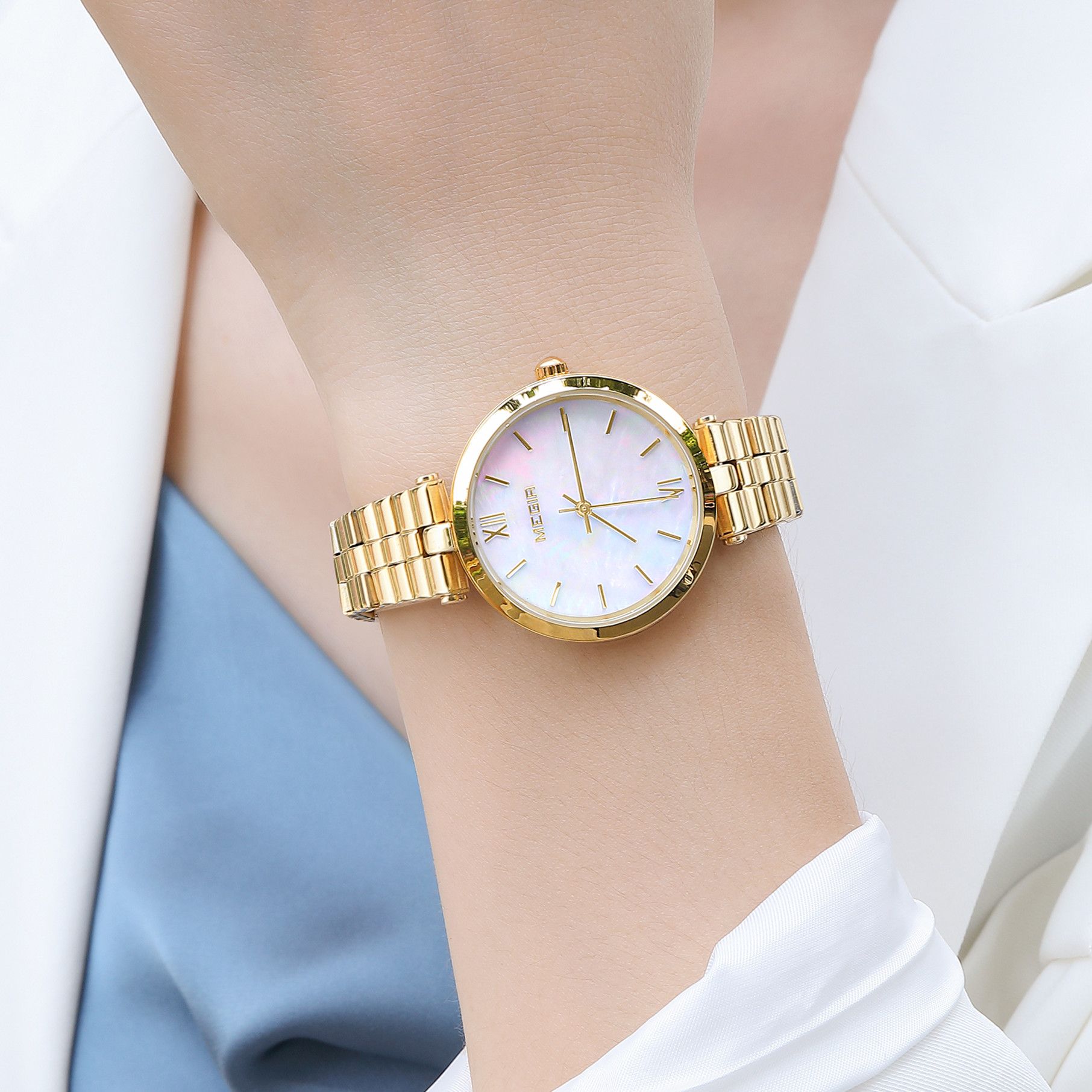 MEGIR Ladies Bracelet Watches Fashion Luxury Women's Casual Wrist Watch Steel Quartz Watch Dress Female Clock Reloj Mujer 85112