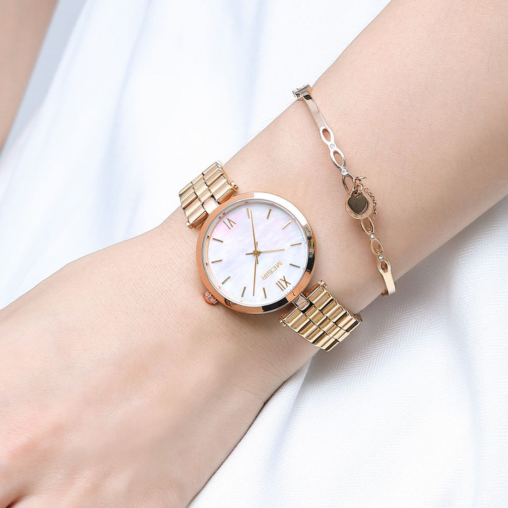 MEGIR Ladies Bracelet Watches Fashion Luxury Women's Casual Wrist Watch Steel Quartz Watch Dress Female Clock Reloj Mujer 85112