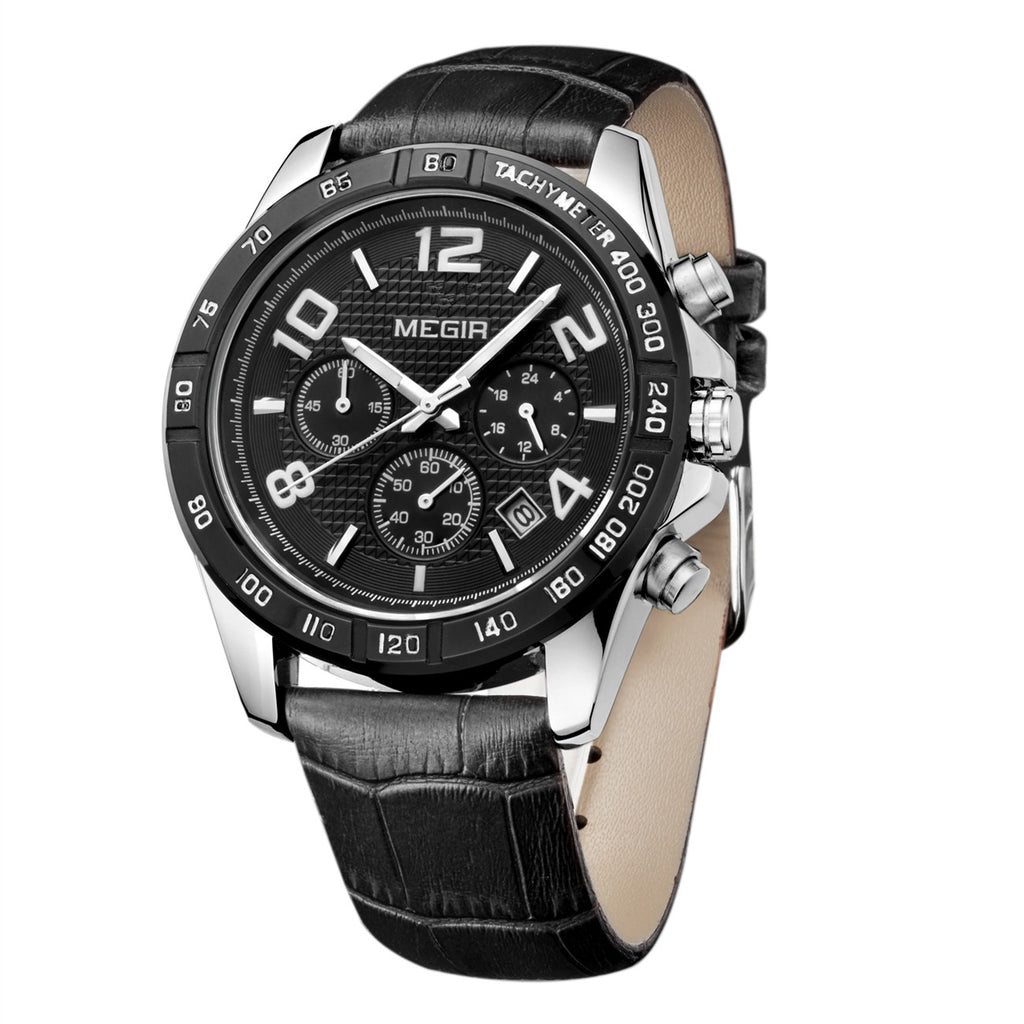 MEGIR Men Watch Top Brand Luxury Quartz Watches Waterproof Calendar Sport Wristwatch Leather Man Clock Chronograph Reloj Hombre 2014