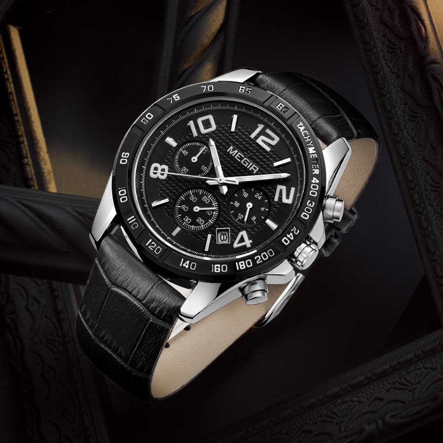 MEGIR Men Watch Top Brand Luxury Quartz Watches Waterproof Calendar Sport Wristwatch Leather Man Clock Chronograph Reloj Hombre 2014
