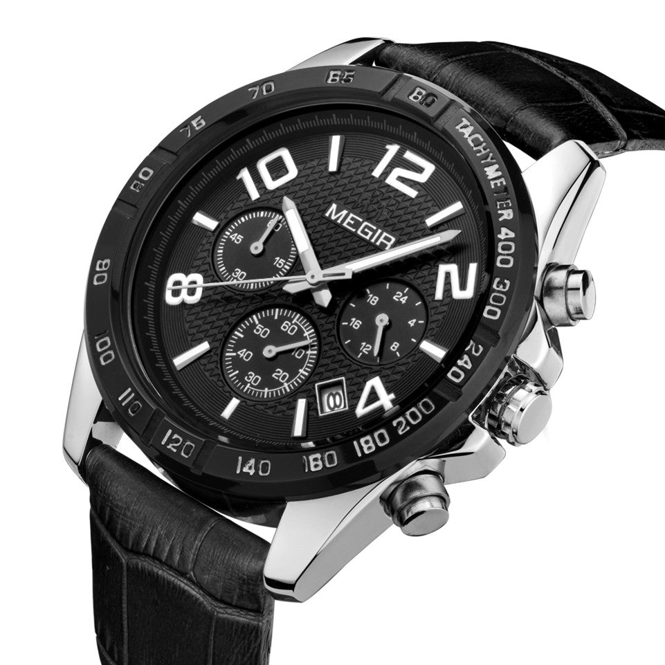 MEGIR Men Watch Top Brand Luxury Quartz Watches Waterproof Calendar Sport Wristwatch Leather Man Clock Chronograph Reloj Hombre 2014
