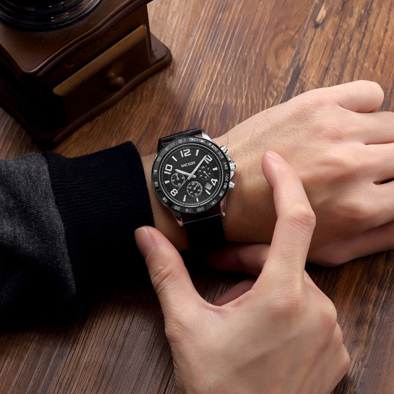MEGIR Men Watch Top Brand Luxury Quartz Watches Waterproof Calendar Sport Wristwatch Leather Man Clock Chronograph Reloj Hombre 2014