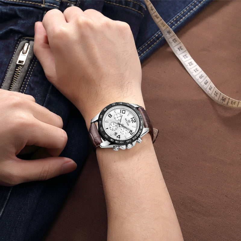 MEGIR Men Watch Top Brand Luxury Quartz Watches Waterproof Calendar Sport Wristwatch Leather Man Clock Chronograph Reloj Hombre 2014