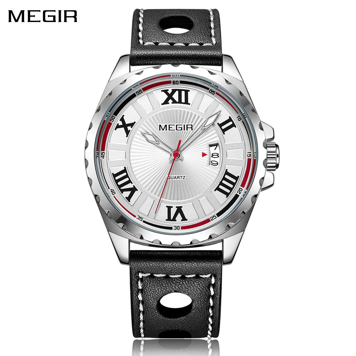 MEGIR Sport Men Watch Top Brand Leather Quartz Watches Man Clock Time Fashion Military Wristwatches Calendar Reloj Hombre 1019