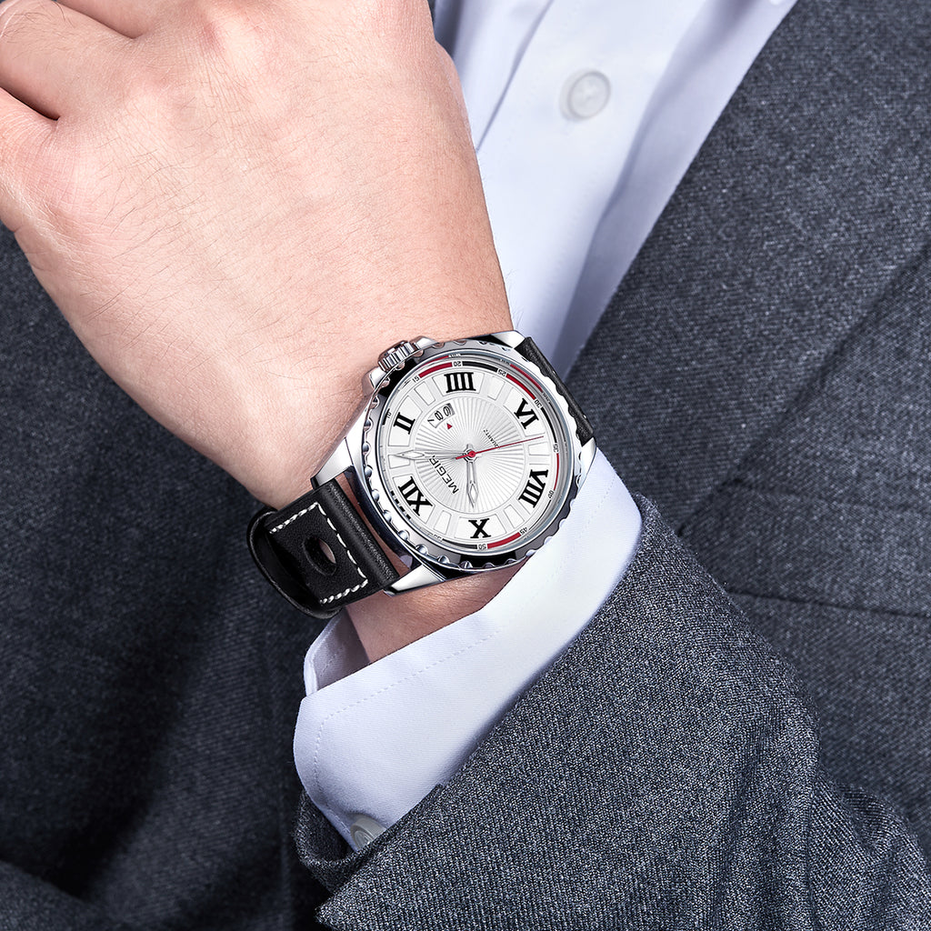 MEGIR Sport Men Watch Top Brand Leather Quartz Watches Man Clock Time Fashion Military Wristwatches Calendar Reloj Hombre 1019