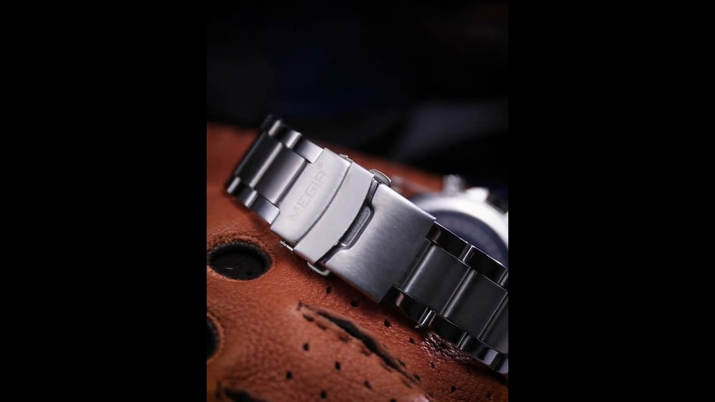 MEGIR Men's Quartz Wrist Watch Stainless Steel Band Chronograph Watches Luminous Waterproof Wristwatch Man Clock Military Watch