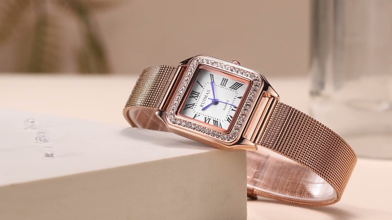 RUIMAS Fashion Stainless Steel Mesh Women Bracelet Watches Luxury Square Ladies Quartz Casual Wristwatches Female Dress Clock