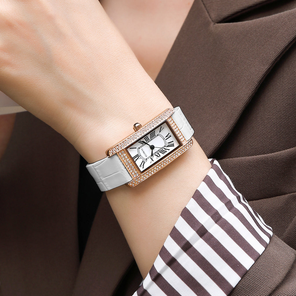 RUIMAS Brand Wrist Watches For Women Square Rose Gold WristWatch Fashion Luxury Leather Female Casual Ladies Quartz Watch Clock