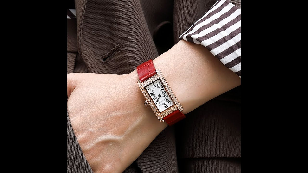 RUIMAS Brand Wrist Watches For Women Square Rose Gold WristWatch Fashion Luxury Leather Female Casual Ladies Quartz Watch Clock