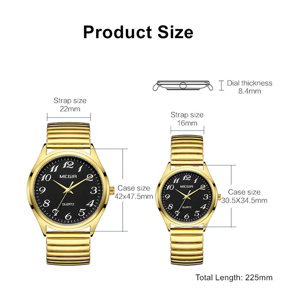 MEGIR Luxury Couple Watches Waterproof Quartz Watch for Lover Stainless Steel Men Women Wristwatches Clock Relogio Masculino 1088