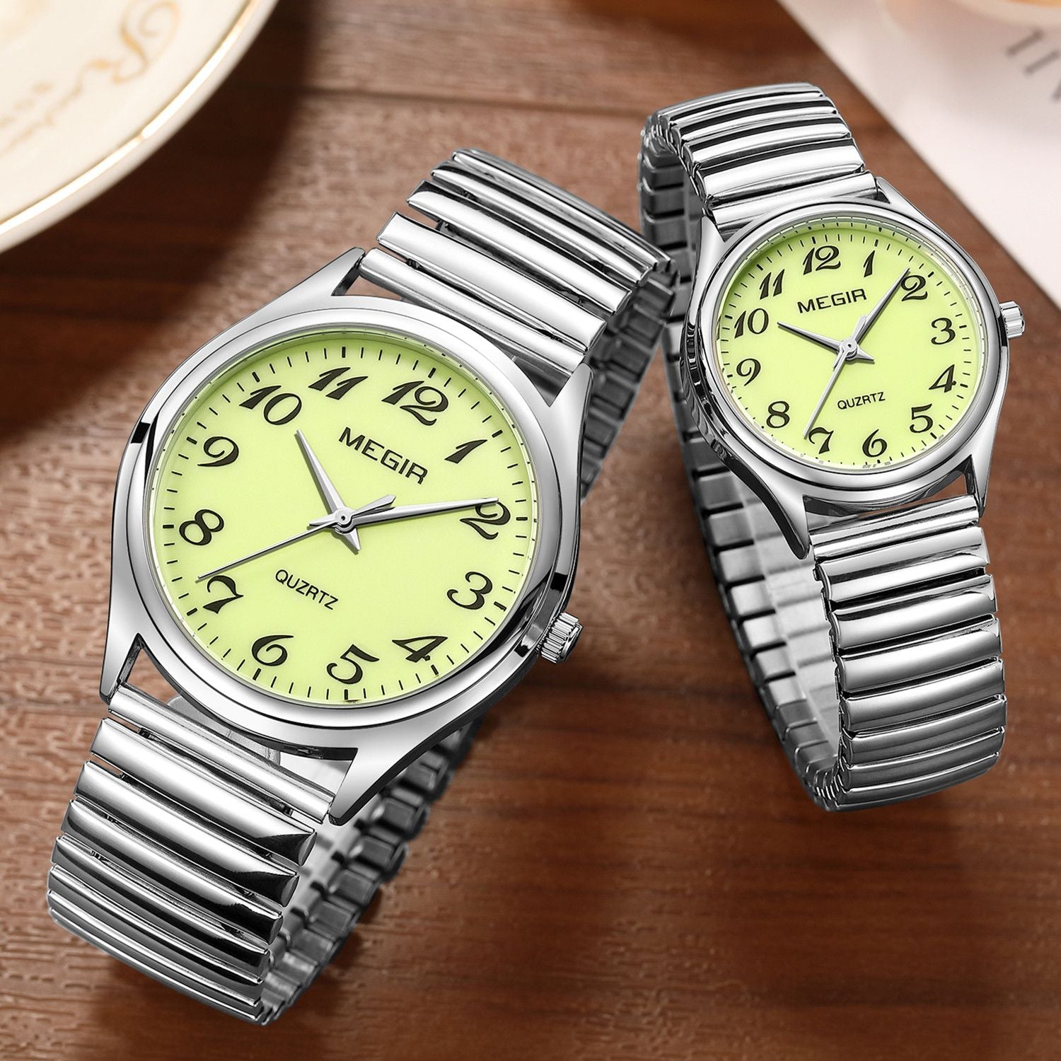 MEGIR Luxury Couple Watches Waterproof Quartz Watch for Lover Stainless Steel Men Women Wristwatches Clock Relogio Masculino 1088