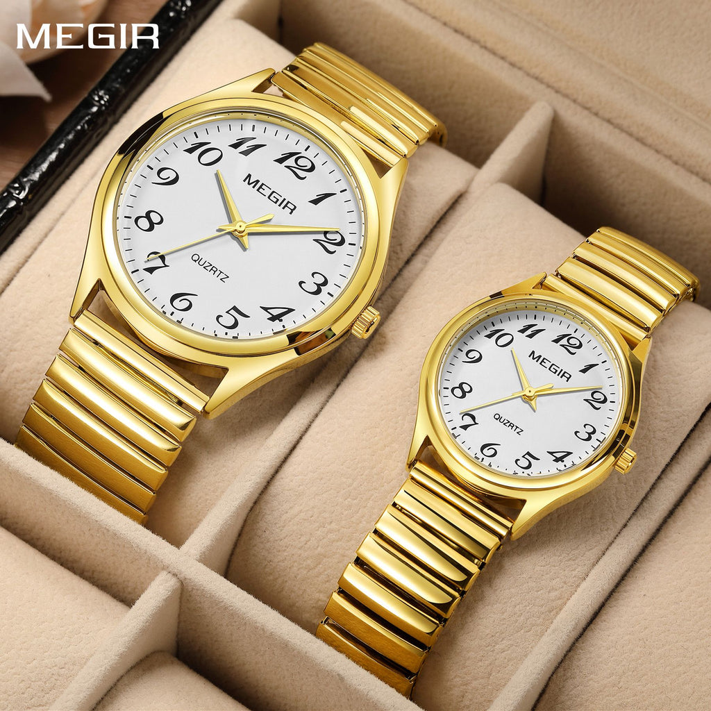 MEGIR Luxury Couple Watches Waterproof Quartz Watch for Lover Stainless Steel Men Women Wristwatches Clock Relogio Masculino 1088