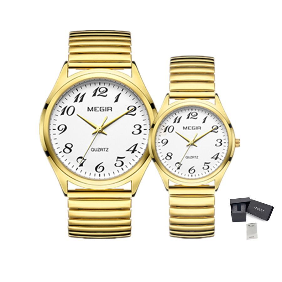 MEGIR Luxury Couple Watches Waterproof Quartz Watch for Lover Stainless Steel Men Women Wristwatches Clock Relogio Masculino 1088