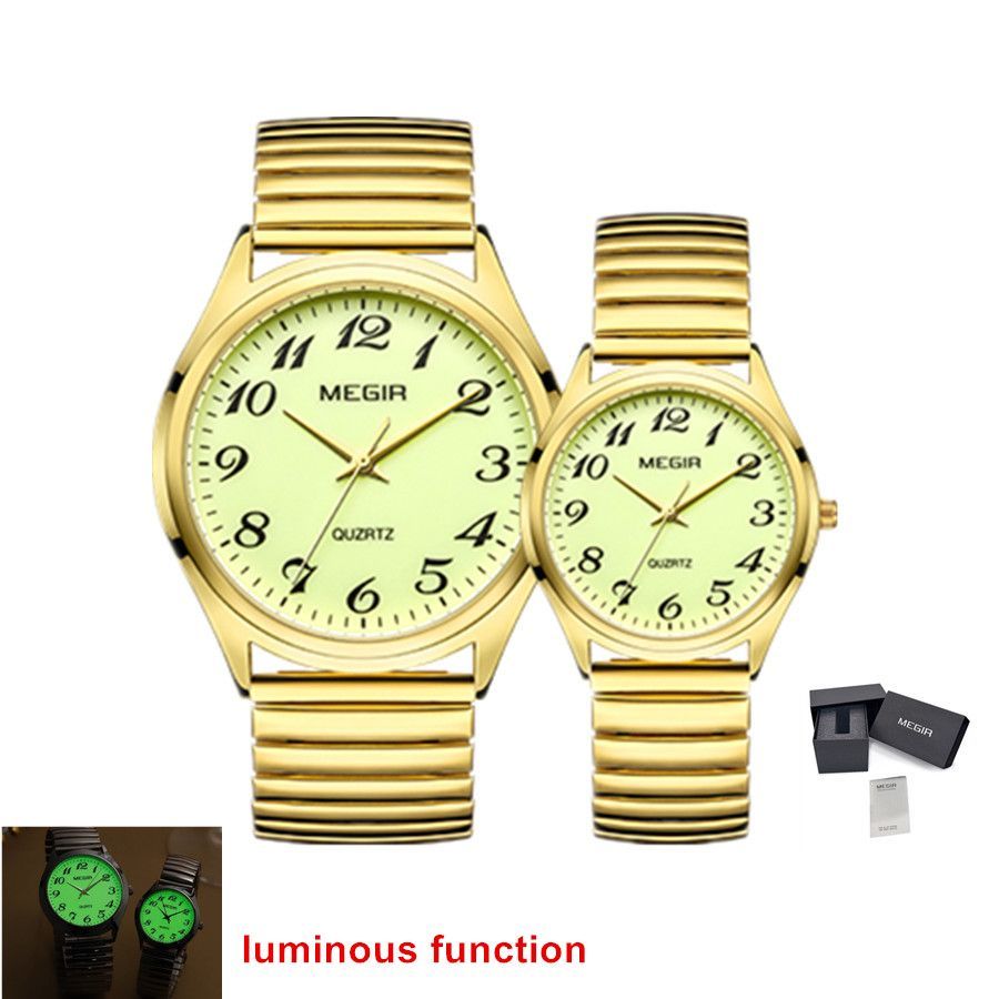 MEGIR Luxury Couple Watches Waterproof Quartz Watch for Lover Stainless Steel Men Women Wristwatches Clock Relogio Masculino 1088
