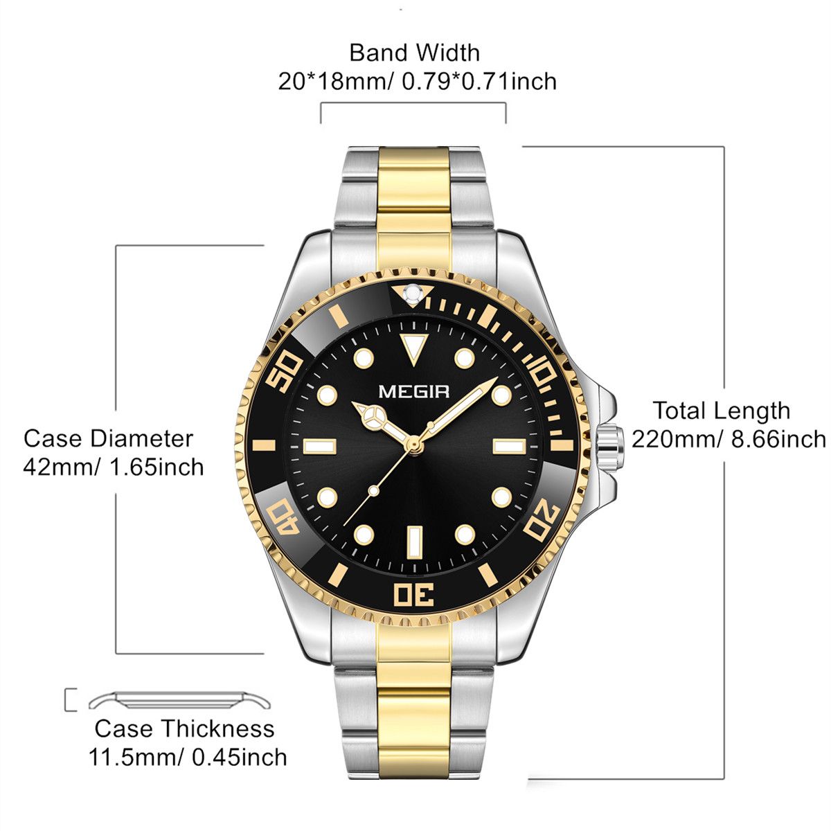 MEGIR Luxury Men's Business Wristwatches Waterproof Stainless Steel Strap Male Quartz Military Watches Clock Reloj Hombre 1090