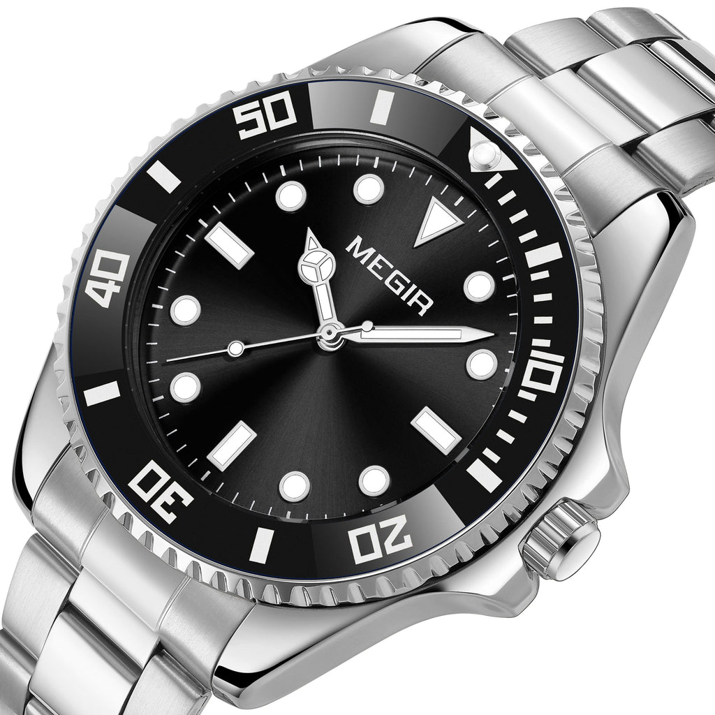 MEGIR Luxury Men's Business Wristwatches Waterproof Stainless Steel Strap Male Quartz Military Watches Clock Reloj Hombre 1090