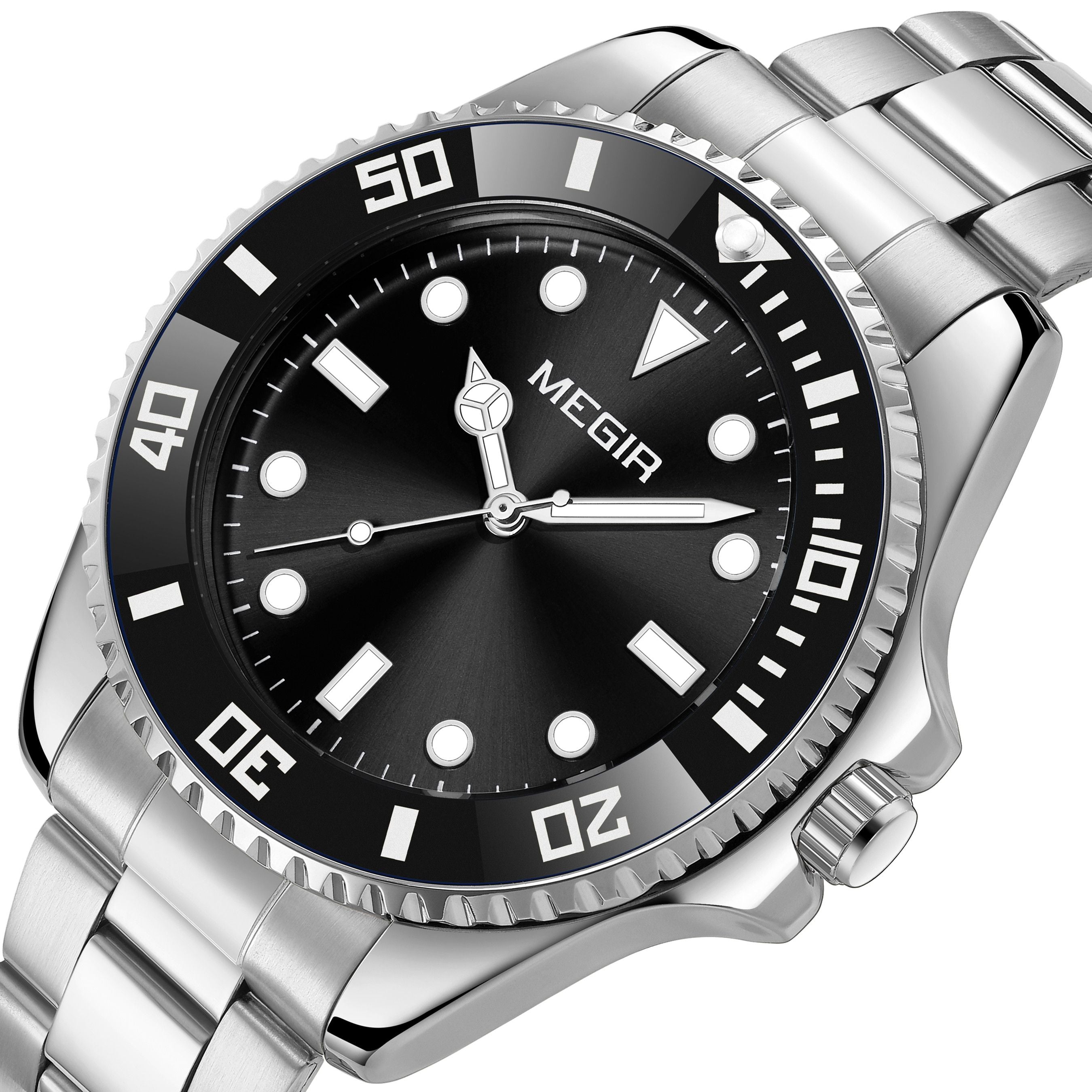 MEGIR Luxury Men's Business Wristwatches Waterproof Stainless Steel Strap Male Quartz Military Watches Clock Reloj Hombre 1090