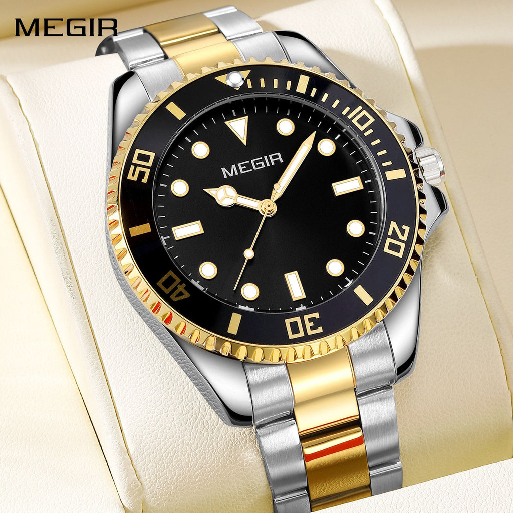 MEGIR Luxury Men's Business Wristwatches Waterproof Stainless Steel Strap Male Quartz Military Watches Clock Reloj Hombre 1090