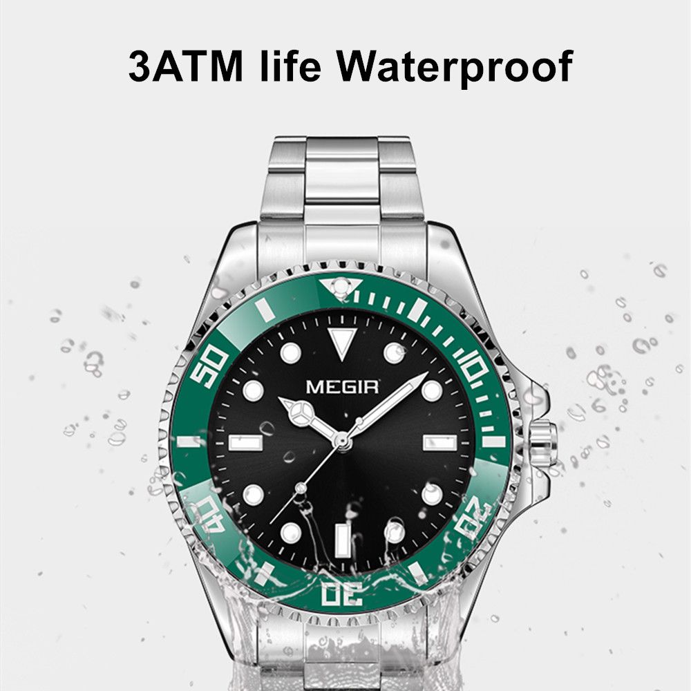 MEGIR Luxury Men's Business Wristwatches Waterproof Stainless Steel Strap Male Quartz Military Watches Clock Reloj Hombre 1090