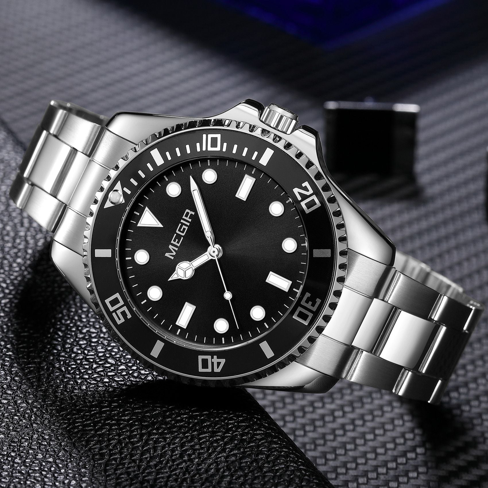 MEGIR Luxury Men's Business Wristwatches Waterproof Stainless Steel Strap Male Quartz Military Watches Clock Reloj Hombre 1090