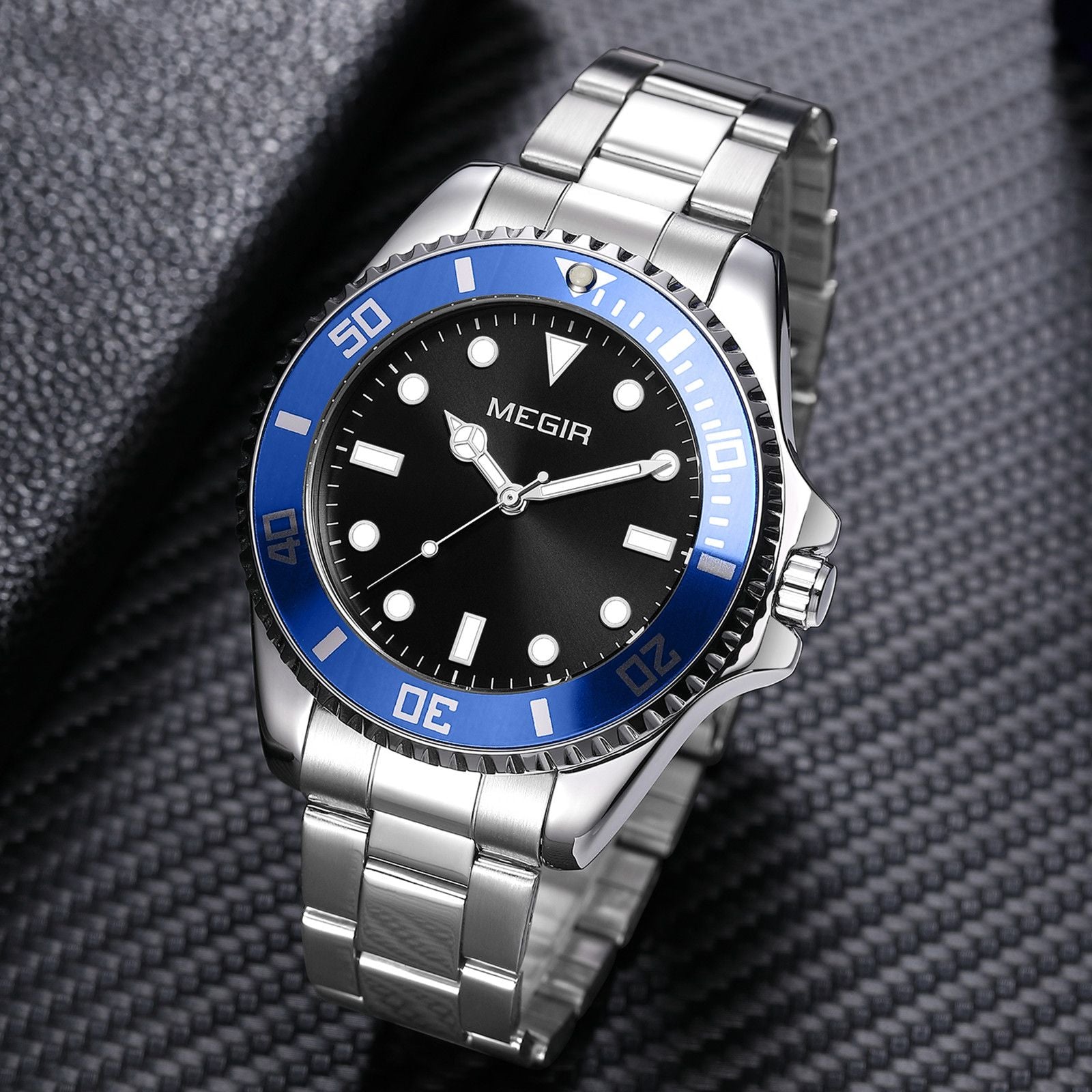 MEGIR Luxury Men's Business Wristwatches Waterproof Stainless Steel Strap Male Quartz Military Watches Clock Reloj Hombre 1090