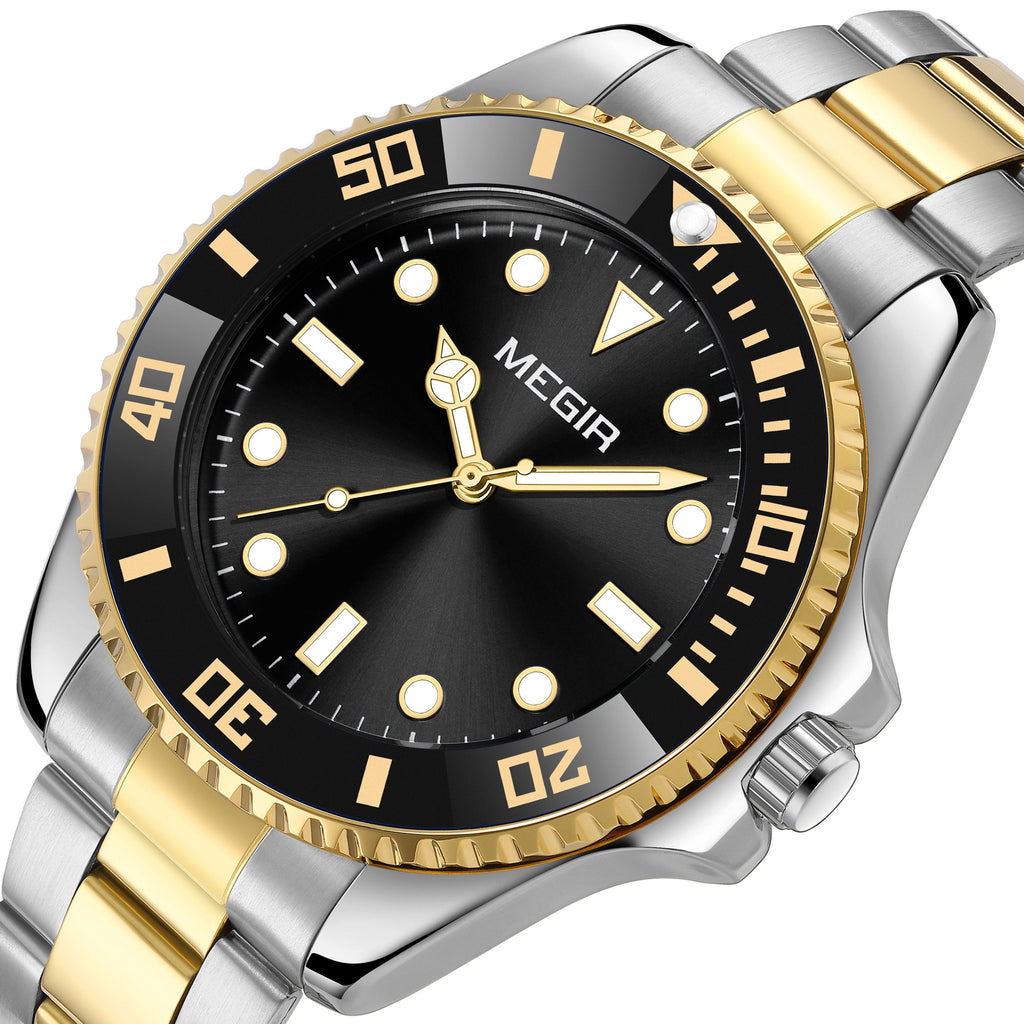 MEGIR Luxury Men's Business Wristwatches Waterproof Stainless Steel Strap Male Quartz Military Watches Clock Reloj Hombre 1090