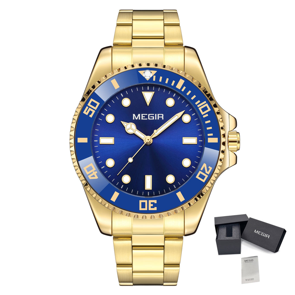 MEGIR Luxury Men's Business Wristwatches Waterproof Stainless Steel Strap Male Quartz Military Watches Clock Reloj Hombre 1090