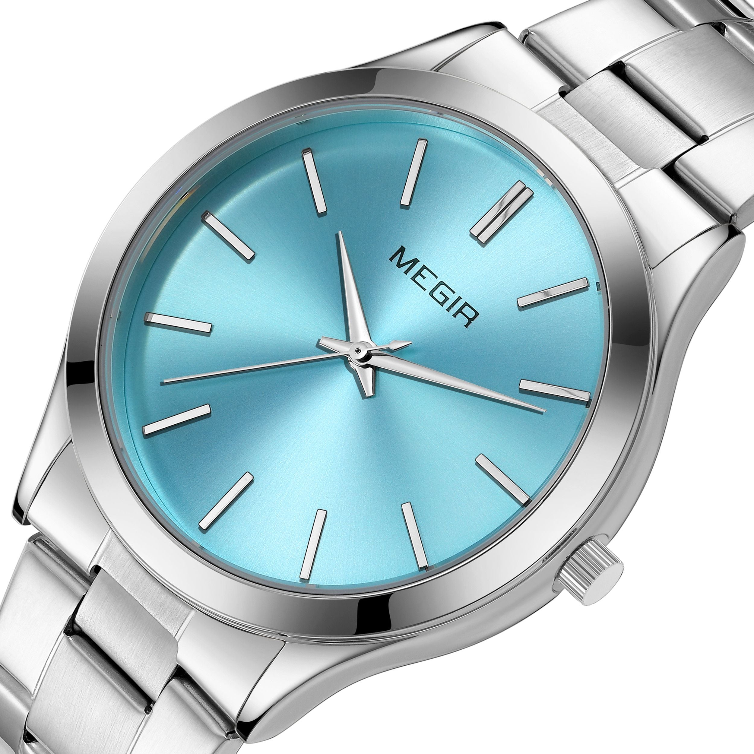 MEGIR Luxury Design Quartz Watch for Men Waterproof Business Full Black Stainless Steel Strap Wrist Watches Reloj Hombre 1096