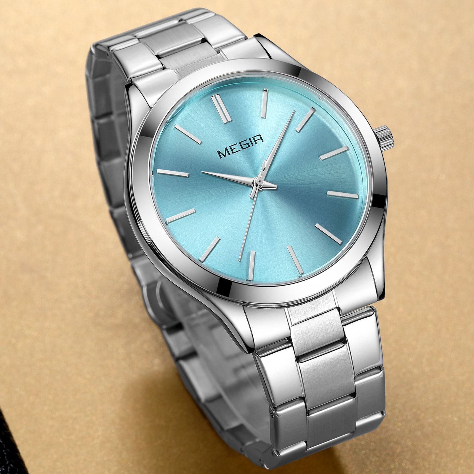 MEGIR Luxury Design Quartz Watch for Men Waterproof Business Full Black Stainless Steel Strap Wrist Watches Reloj Hombre 1096