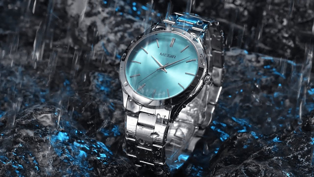 MEGIR Luxury Design Quartz Watch for Men Waterproof Business Full Black Stainless Steel Strap Wrist Watches Reloj Hombre 1096