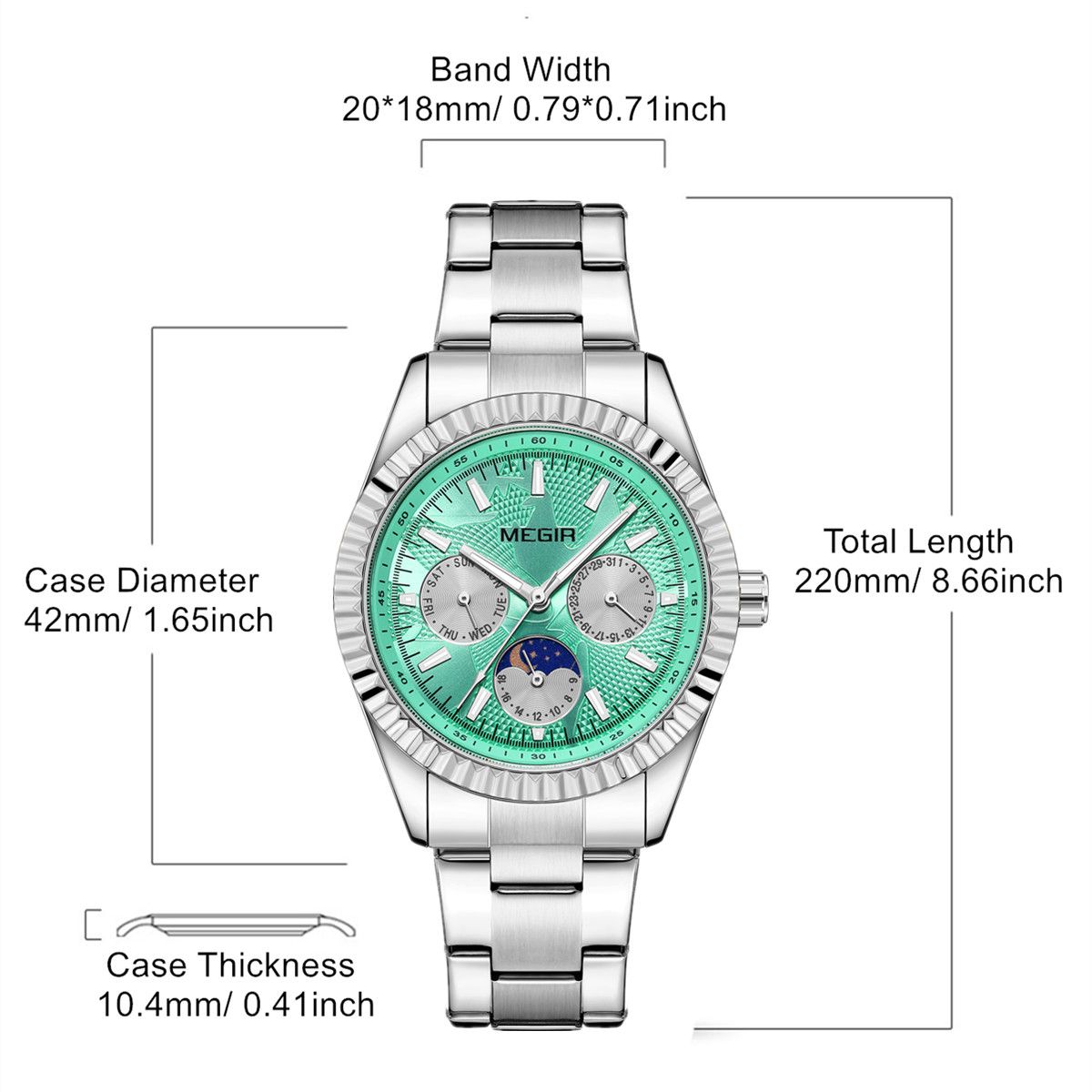 MEGIR Business Men Watch Waterproof Luminous Man Casual Quartz Wristwatch Clock Calendar Week Display Relogio Masculino 1102