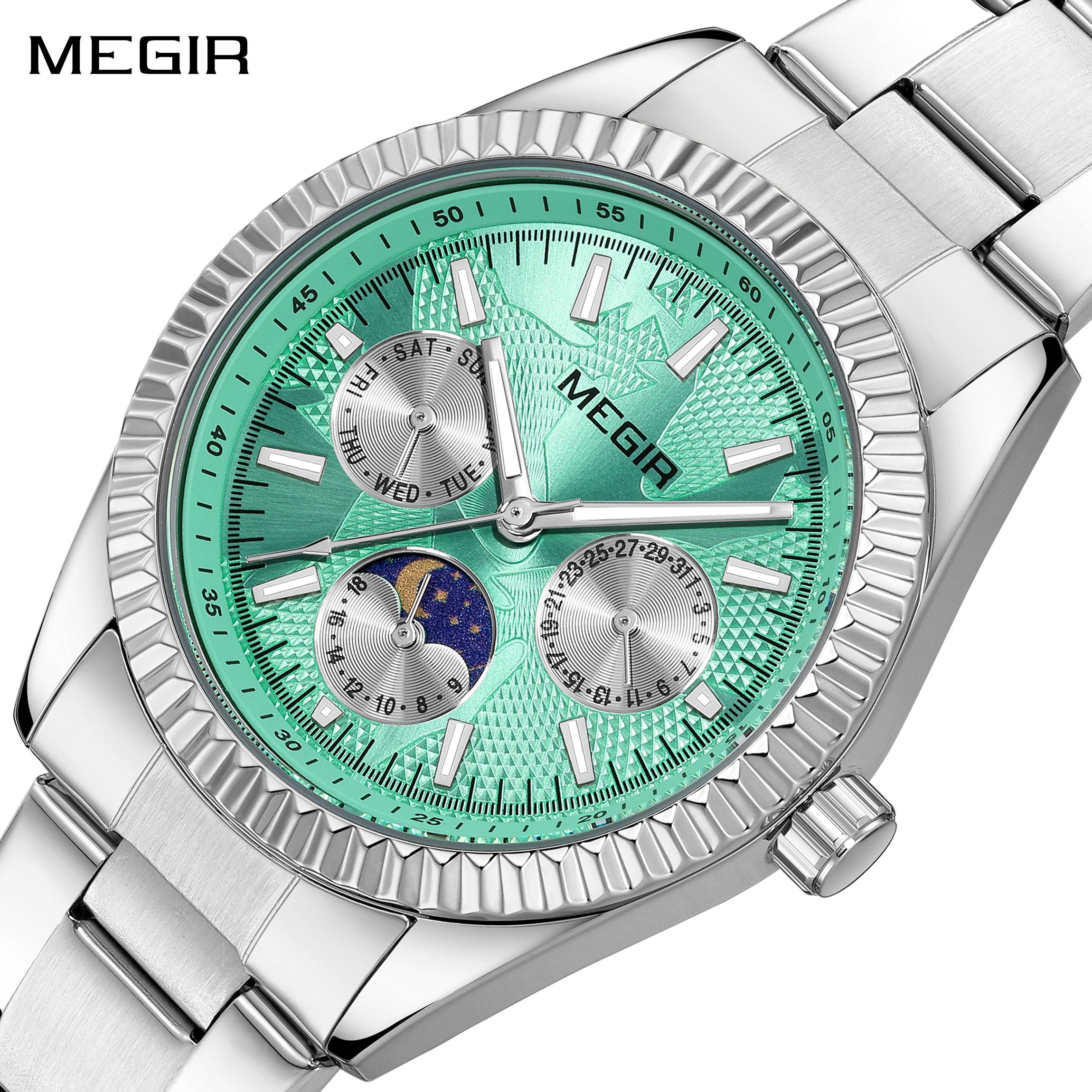 MEGIR Business Men Watch Waterproof Luminous Man Casual Quartz Wristwatch Clock Calendar Week Display Relogio Masculino 1102